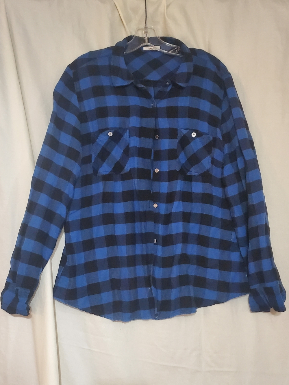 Maurices Blue and Black Plaid Button-Down Shirt